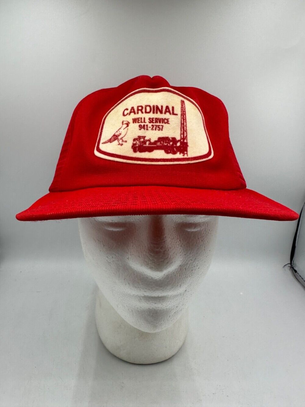 Vtg Cardinal Well Service Hat Snapback Made In USA Oil Gas Industry Red